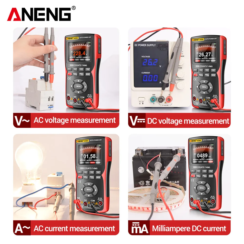 ANENG AOS02 Digital Oscilloscope 48MS/s Sampling Rate 10MHZ Analog Transistor Test Multimeter Bandwidth Support Waveform Storage - Image 5