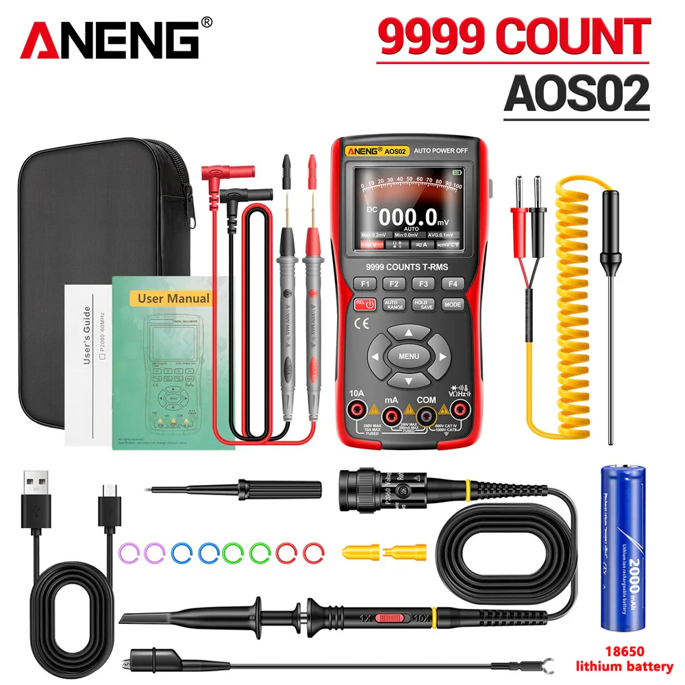 ANENG AOS02 Digital Oscilloscope 48MS/s Sampling Rate 10MHZ Analog Transistor Test Multimeter Bandwidth Support Waveform Storage - Image 7