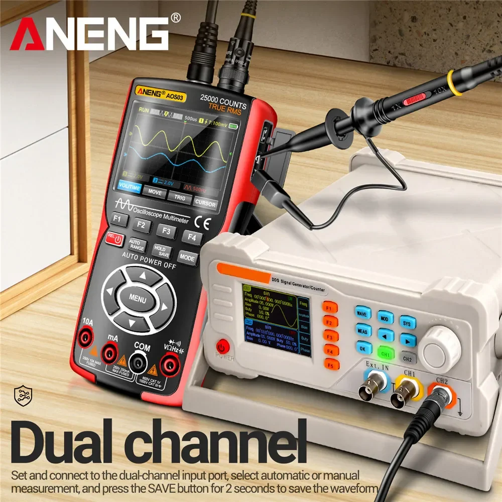 ANENG AOS03 Digital Multimeter 280MS Rate PC Waveform 50MHz Bandwidth Data Storage Dual Oscilloscope Signal Generator Tools - Image 3