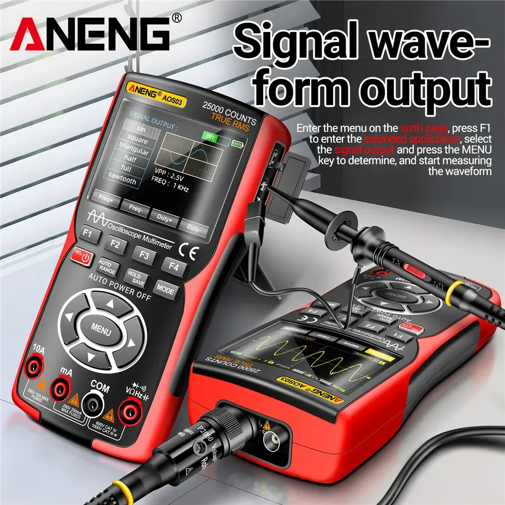 ANENG AOS03 Digital Multimeter 280MS Rate PC Waveform 50MHz Bandwidth Data Storage Dual Oscilloscope Signal Generator Tools - Image 4