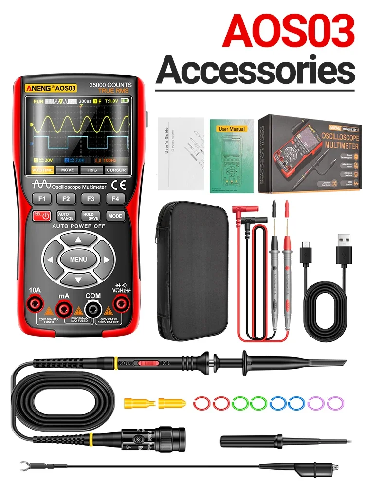 ANENG AOS03 Digital Multimeter 280MS Rate PC Waveform 50MHz Bandwidth Data Storage Dual Oscilloscope Signal Generator Tools - Image 7