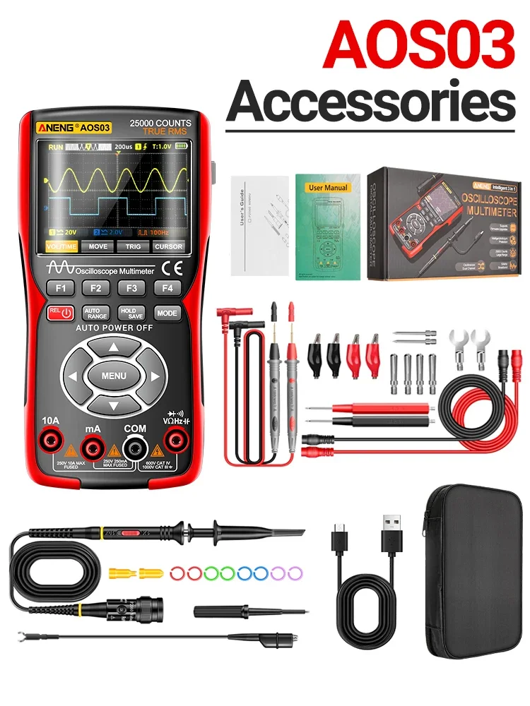 ANENG AOS03 Digital Multimeter 280MS Rate PC Waveform 50MHz Bandwidth Data Storage Dual Oscilloscope Signal Generator Tools - Image 8