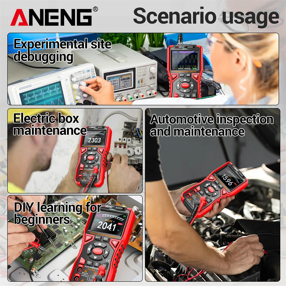 ANENG AOS04 Handheld Oscilloscope Multimeter Digital 50MS/s Sampling Rate Bandwidth Waveform AC Voltage Capacitance Ohm Test Too - Image 3