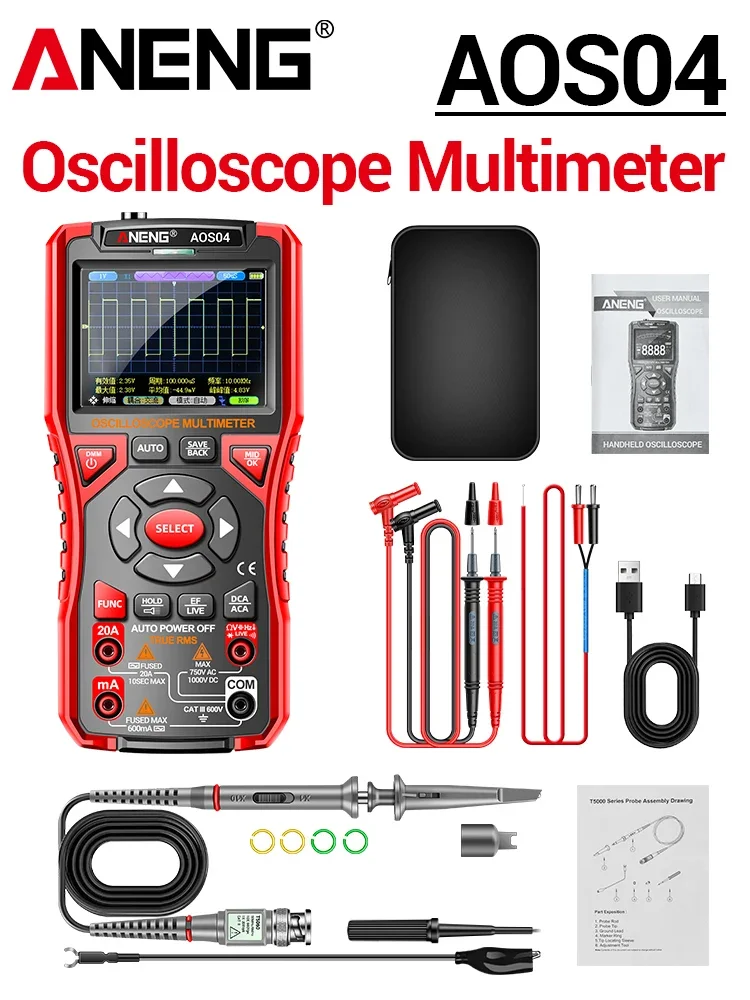 ANENG AOS04 Handheld Oscilloscope Multimeter Digital 50MS/s Sampling Rate Bandwidth Waveform AC Voltage Capacitance Ohm Test Too - Image 7