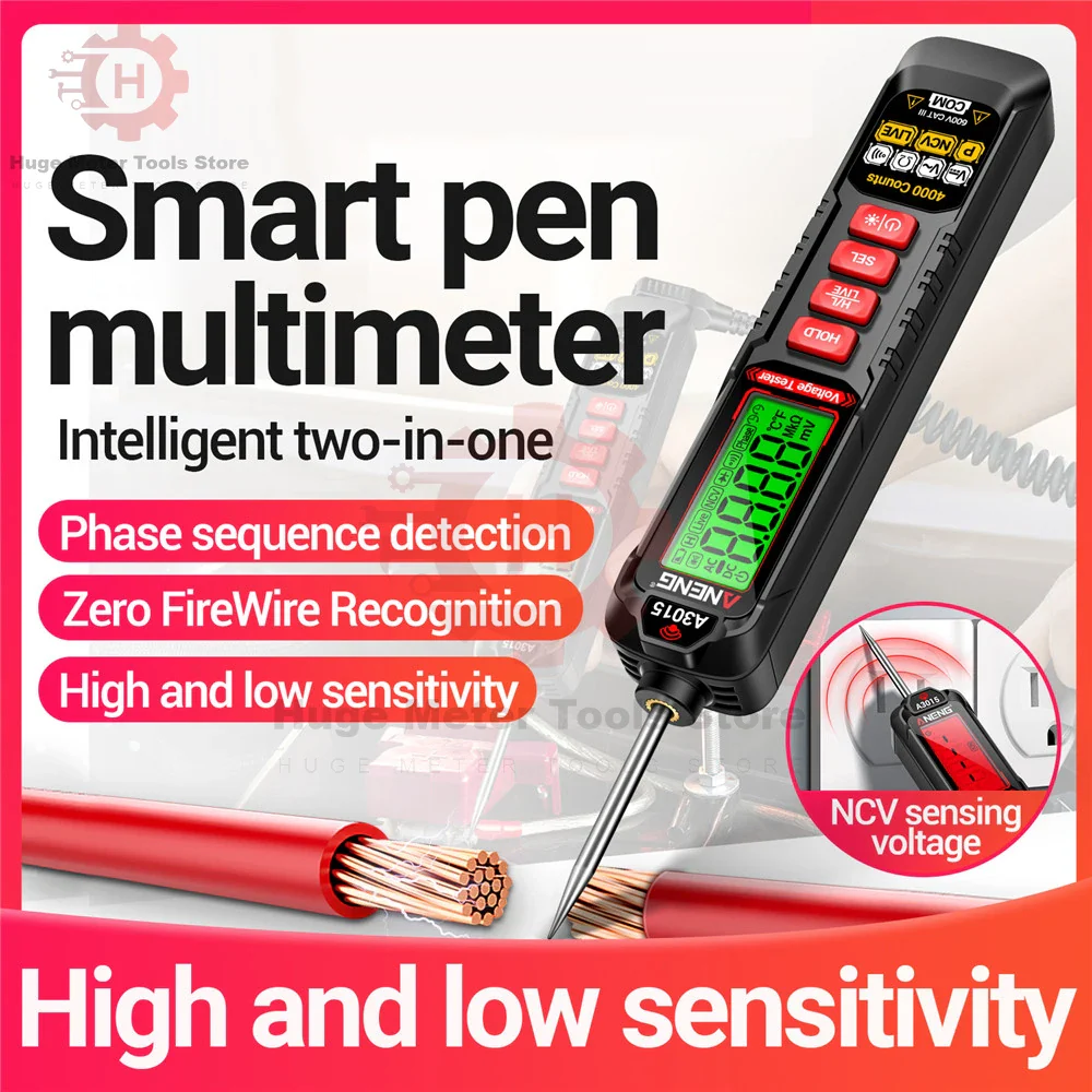 ANENG Digital Car Voltage Tester Pen AC/DC Voltage 600V Smart Non-Contact Auto Ohm Diode Tester Digital Multimeter For Tool - Image 2