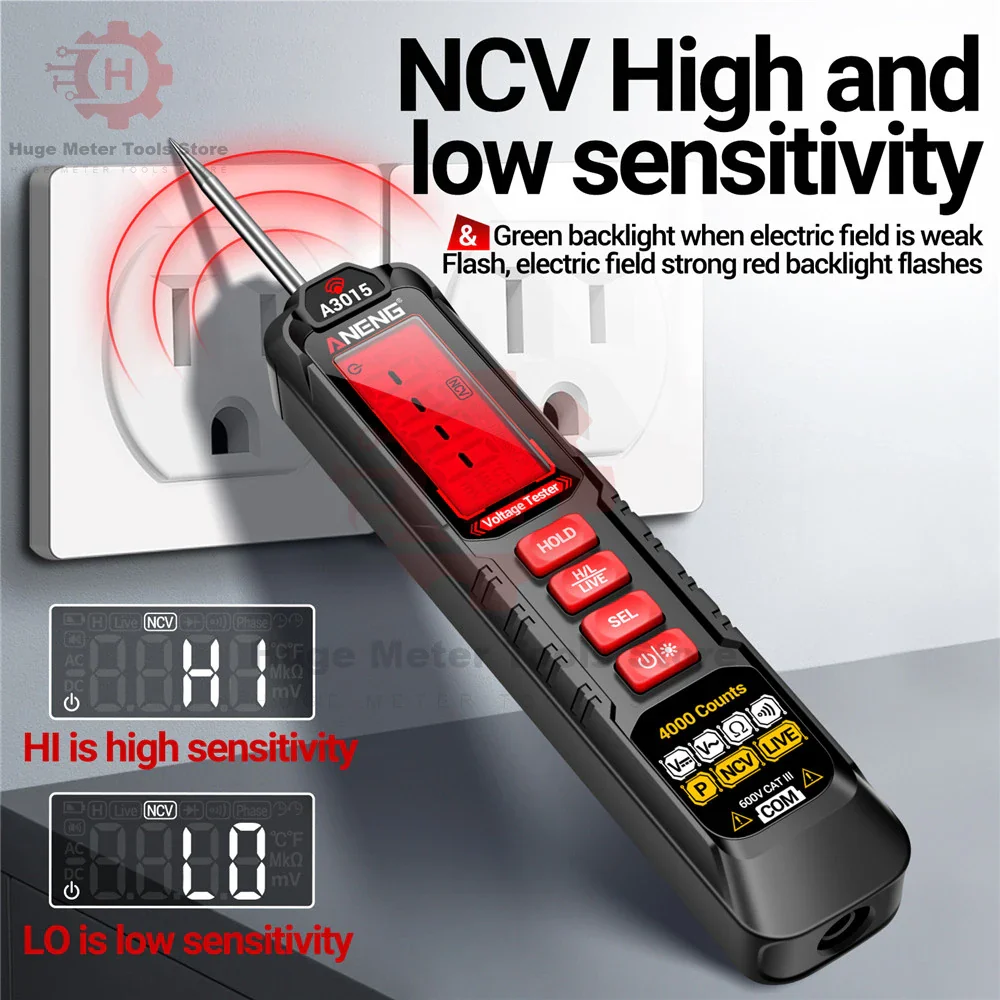 ANENG Digital Car Voltage Tester Pen AC/DC Voltage 600V Smart Non-Contact Auto Ohm Diode Tester Digital Multimeter For Tool - Image 3