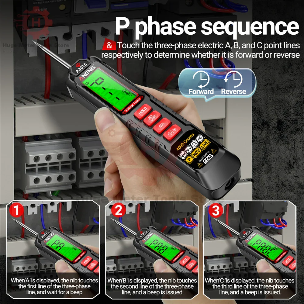 ANENG Digital Car Voltage Tester Pen AC/DC Voltage 600V Smart Non-Contact Auto Ohm Diode Tester Digital Multimeter For Tool - Image 5
