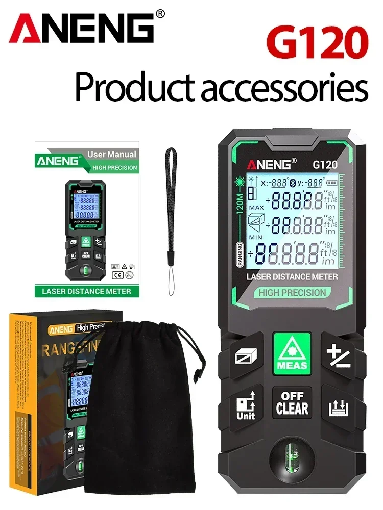 ANENG G50/G70/G100/G120 Green Laser Distance Meter Autonomous Benchmark Rangefinder 0.5~1 Second Flash Test Diastimeter Tools - Image 10