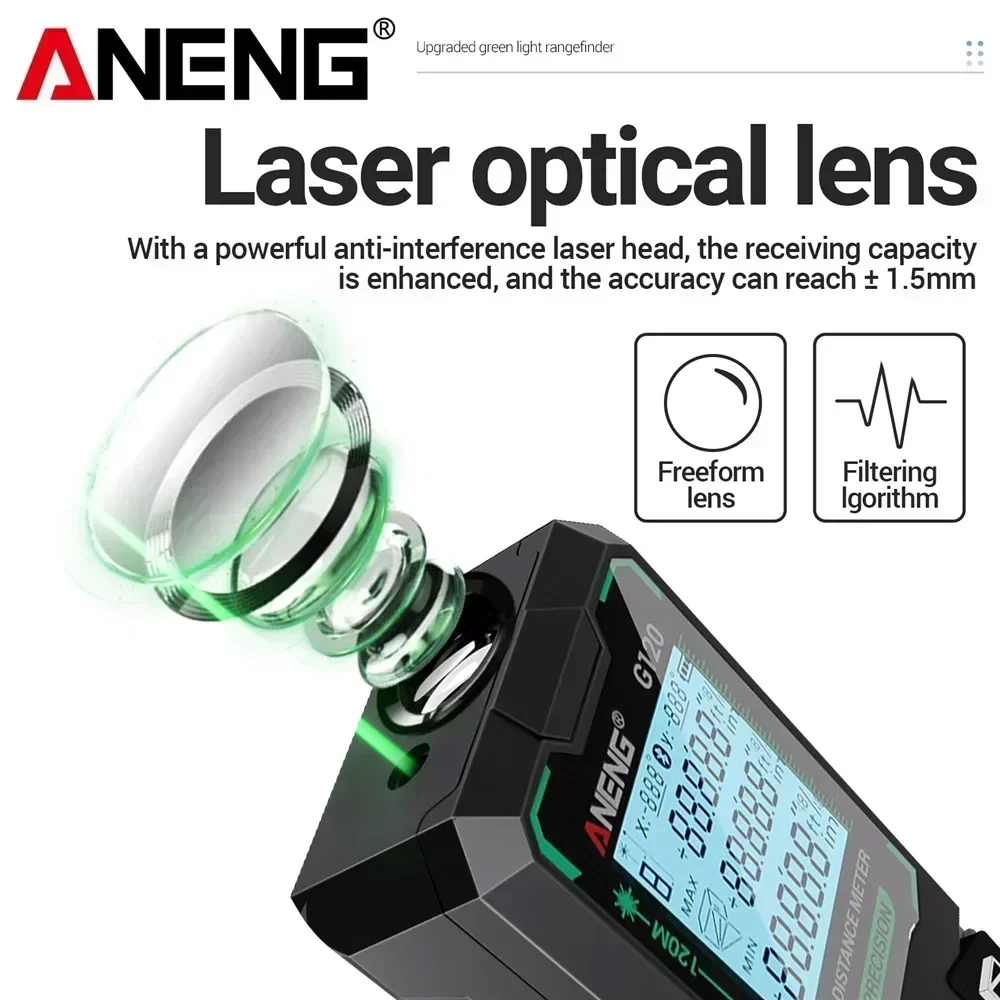 ANENG G50/G70/G100/G120 Green Laser Distance Meter Autonomous Benchmark Rangefinder 0.5~1 Second Flash Test Diastimeter Tools - Image 3
