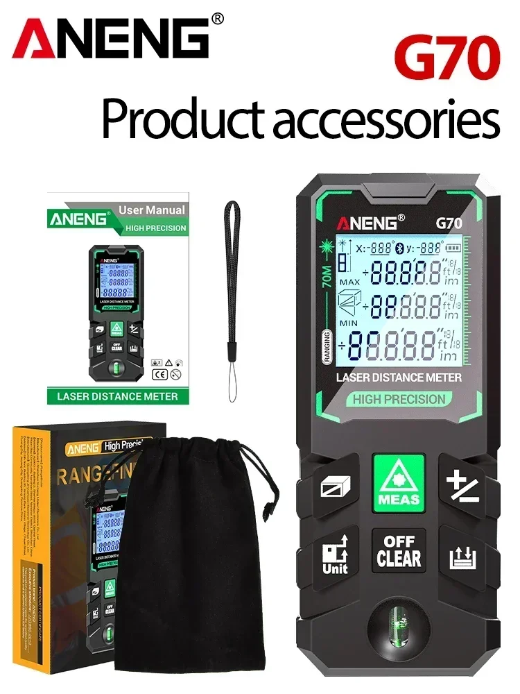 ANENG G50/G70/G100/G120 Green Laser Distance Meter Autonomous Benchmark Rangefinder 0.5~1 Second Flash Test Diastimeter Tools - Image 7