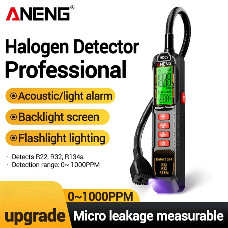 ANENG HD02 Halogen Leak Detector R22/R32/R134a Gas Detector Analyzer Rechargable Refrigerant Gas Air Conditioning Tester Tool - Image 2
