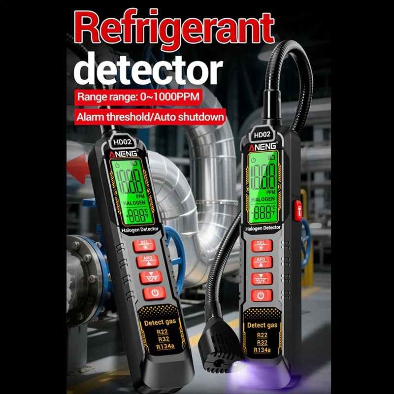 ANENG HD02 Halogen Leak Detector R22/R32/R134a Gas Detector Analyzer Rechargable Refrigerant Gas Air Conditioning Tester Tool - Image 6