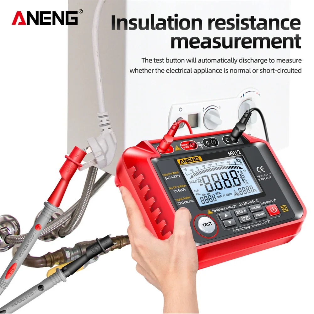 ANENG MH12 Digital Megohmmeter Meters  Insulation Earth Resistance Meters Tester cable High Voltage Voltmeter Meter - Image 3