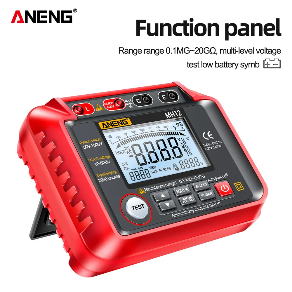 ANENG MH12 Digital Megohmmeter Meters  Insulation Earth Resistance Meters Tester cable High Voltage Voltmeter Meter - Image 4