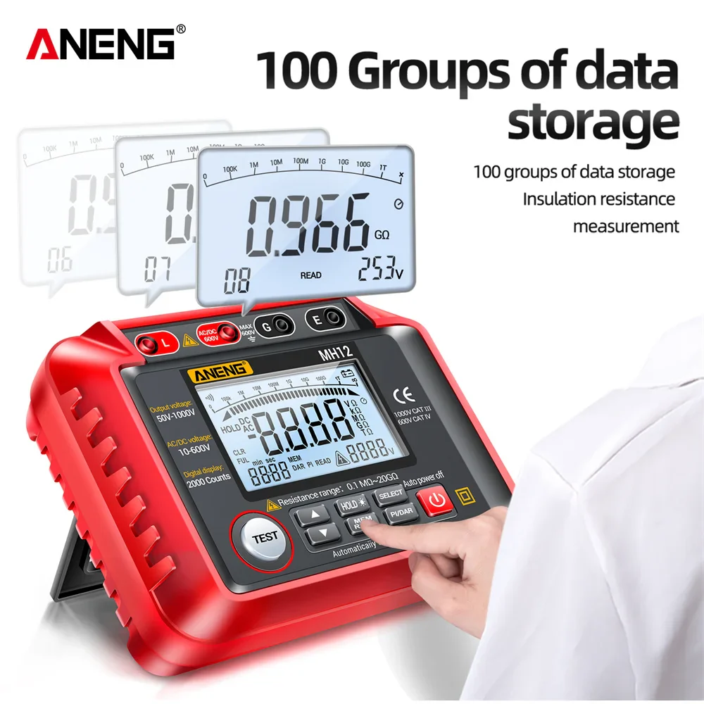 ANENG MH12 Digital Megohmmeter Meters  Insulation Earth Resistance Meters Tester cable High Voltage Voltmeter Meter - Image 5