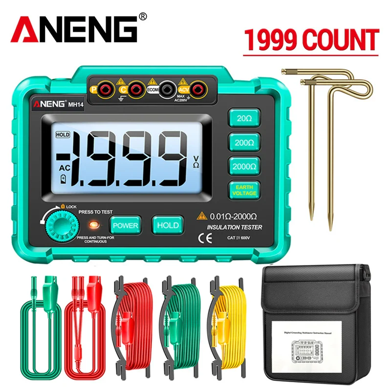 ANENG MH14 Digital Megohmmeter Insulation Resistance Meter AC 200V Voltage Professional Multimeter Ground Voltmeter Ohm Tester - Image 6