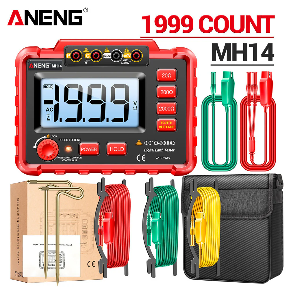 ANENG MH14 Digital Megohmmeter Insulation Resistance Meter AC 200V Voltage Professional Multimeter Ground Voltmeter Ohm Tester - Image 8