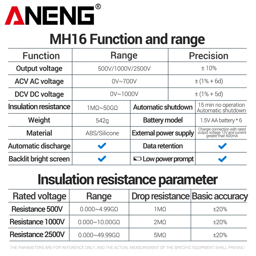 ANENG MH16 Ohm Tester Digital Multimeter Megometro Insulation Earth High Voltage Resistance Meter Tester Megohmmeter Tool ﻿ - Image 6