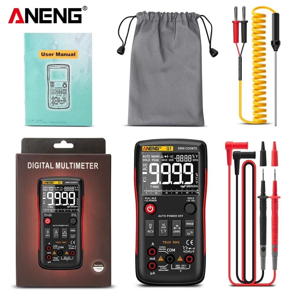 ANENG Q1 Digital Multimeter 9999 Analog Tester True RMS Professional Multimetro DIY Transistor Capacitor NCV Testers Lcr Meter - Image 7
