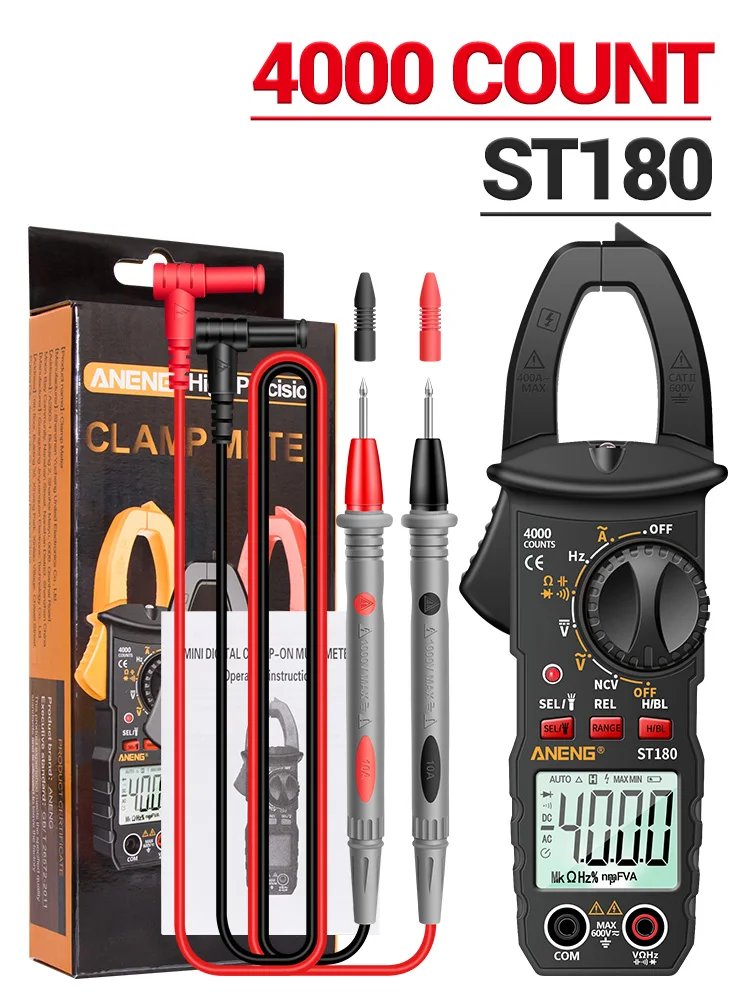 ANENG ST180 Digital Clamp Meter 4000 Counts Ammeter Voltage Multimeter AC Current Tester Car Test Capacitance NCV Ohmmer Tools - Image 8