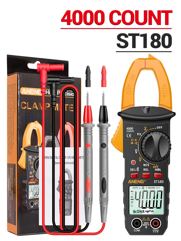 ANENG ST180 Digital Clamp Meter 4000 Counts Ammeter Voltage Multimeter AC Current Tester Car Test Capacitance NCV Ohmmer Tools - Image 9
