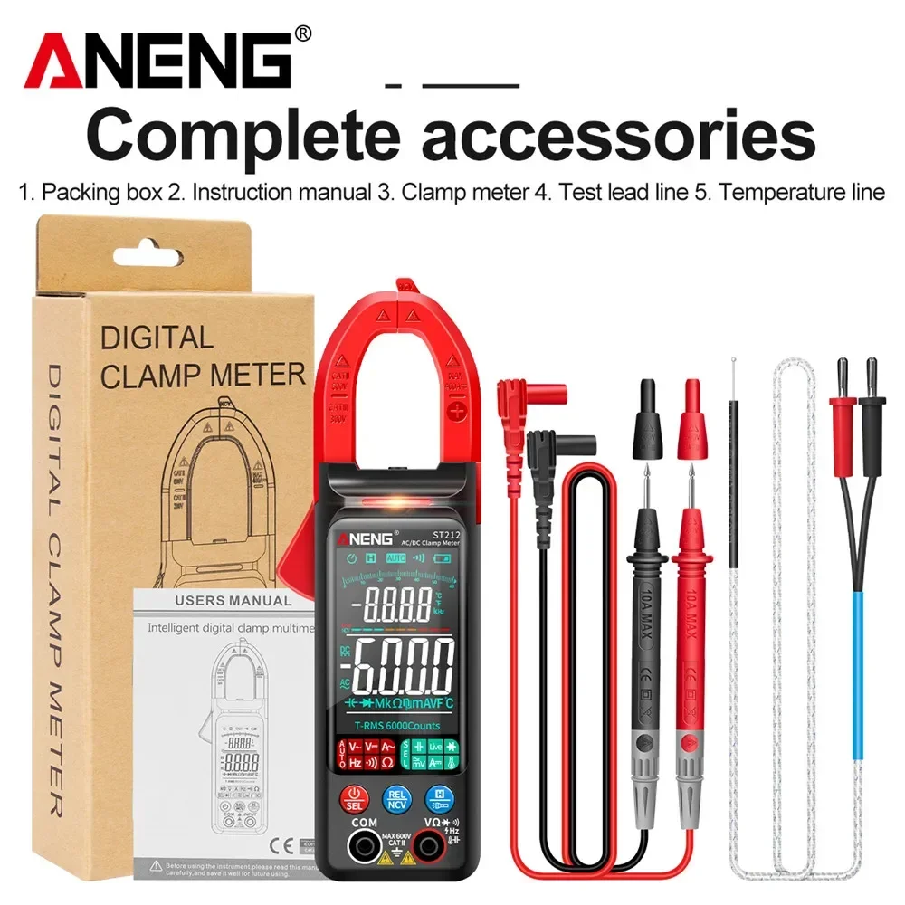 ANENG ST212 Digital Clamp Meter Multimeter 6000 Counts DC/AC Current 400A Amp Multimeter Large Voltage Car Hz NCV Ohm Tester - Image 7
