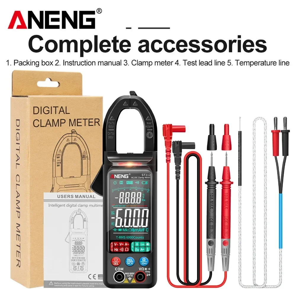 ANENG ST212 Digital Clamp Meter Multimeter 6000 Counts DC/AC Current 400A Amp Multimeter Large Voltage Car Hz NCV Ohm Tester - Image 8