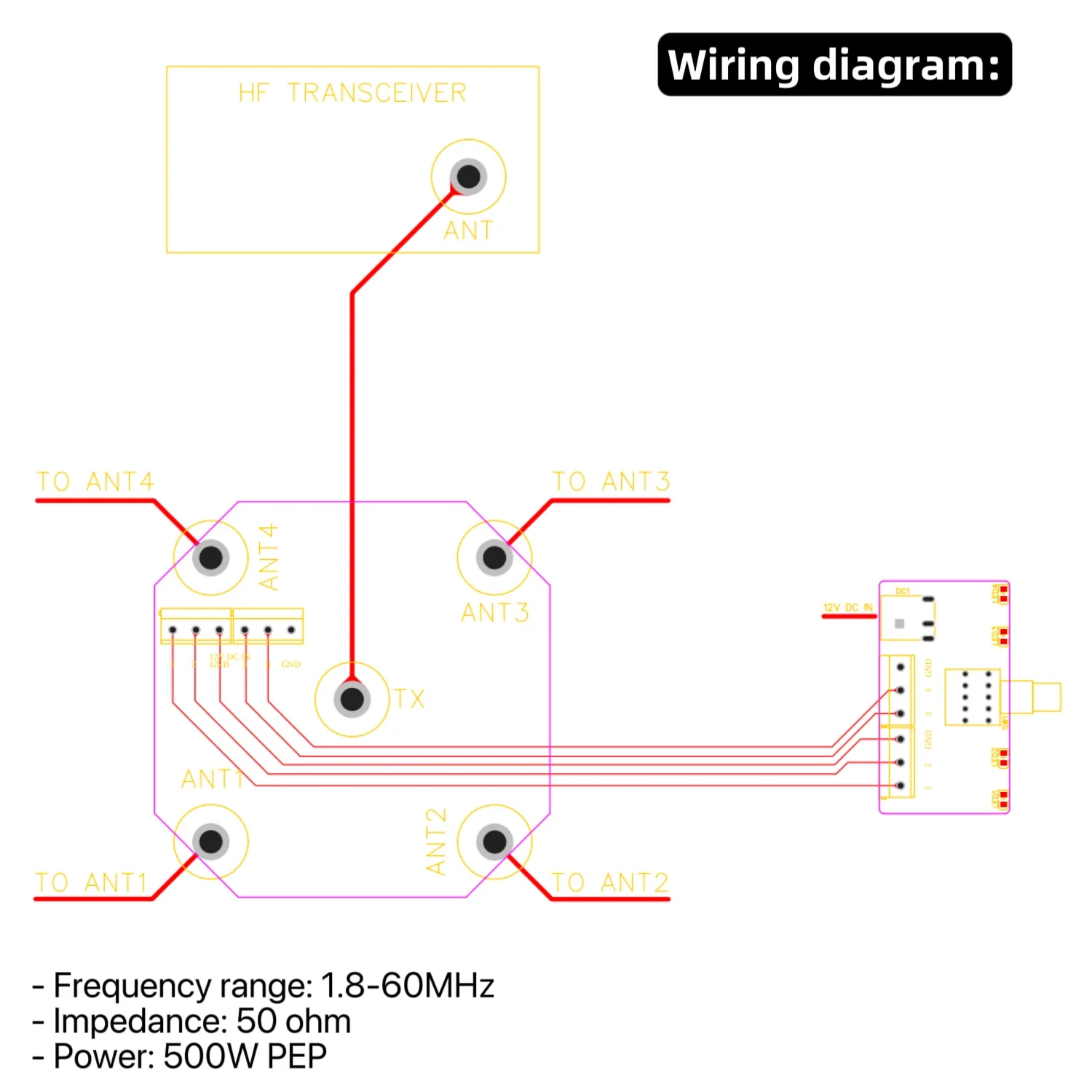 AT-14 4-Way Coax Remote Antenna Switch Convenient Switching 1.8MHz-60MHz 500W PEP Ham Radio Station - Image 5