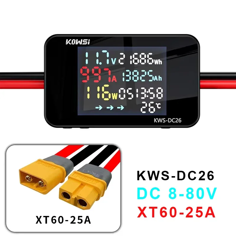Battery Charging Tester Voltmeter Ammeter DC8-80V Voltage Current Power Test XT60 XT90 Interface For Electric Vehicle Motorcycle - Image 8