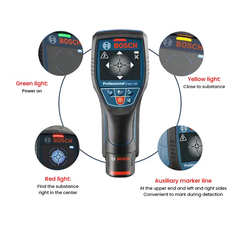 Bosch D-TECT 120 Wall Metal Detector Stud Finder Professional Digital Display Wall Radar Scanner for Cable Water Pipe Wood Metal - Image 5