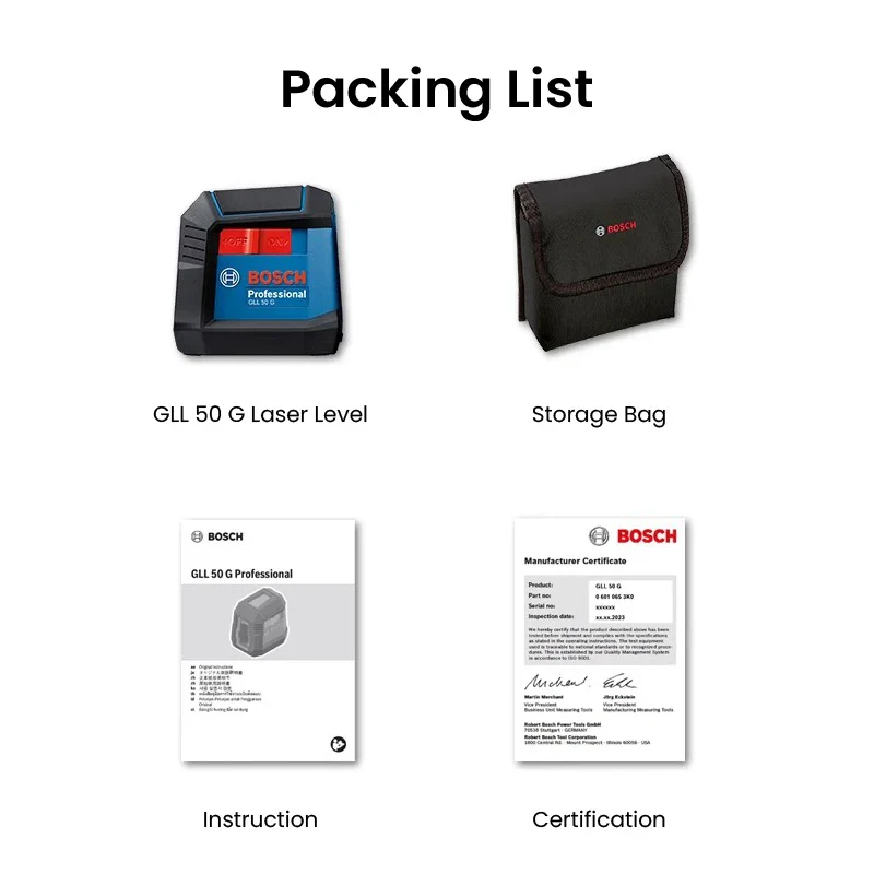 Bosch Professional Laser Level Green Beam Self-Leveling Cross-Line Laser Gradienter Rangefinders GLL 3-60 XG/GLL 50-15 XG/GLL50G - Image 7