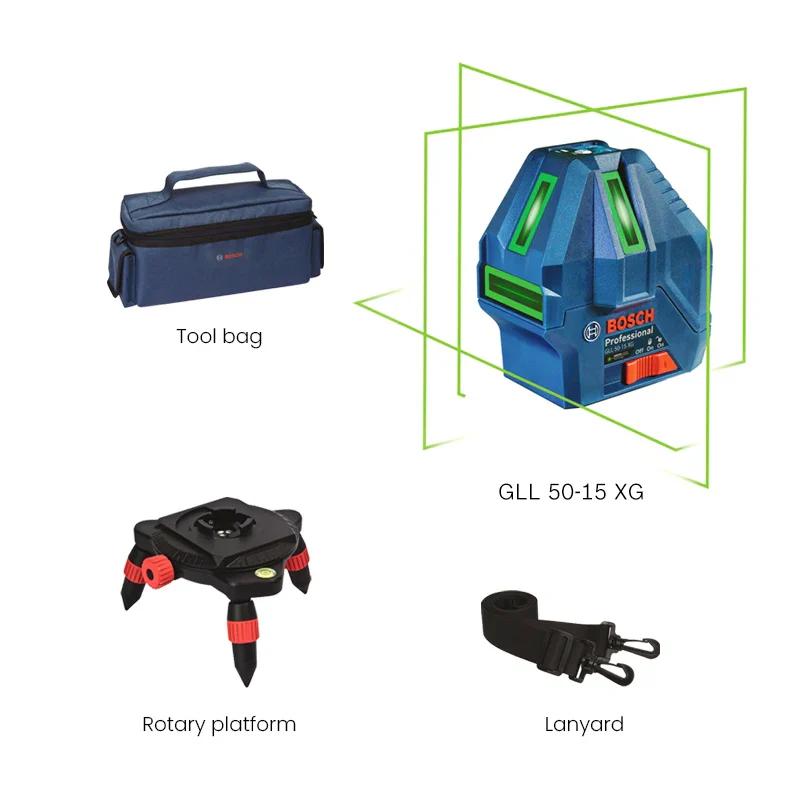 Bosch Professional Laser Level Green Beam Self-Leveling Cross-Line Laser Gradienter Rangefinders GLL 3-60 XG/GLL 50-15 XG/GLL50G - Image 8