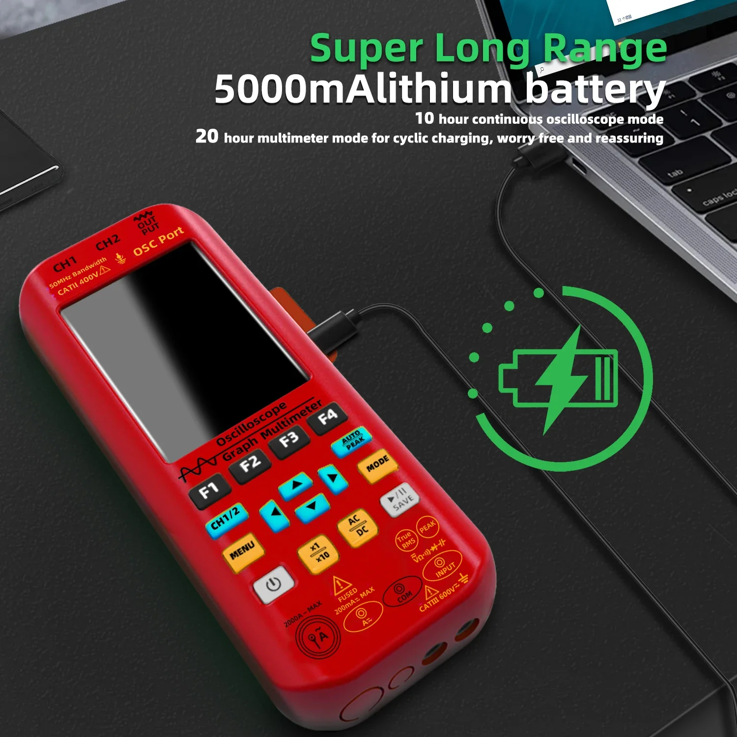 BSIDE 4-IN-1 Handheld Oscilloscope Digital Multimeter+Function Signal Generator Dual Channel O7:25MHz/O9:50MHz Current Tester - Image 6
