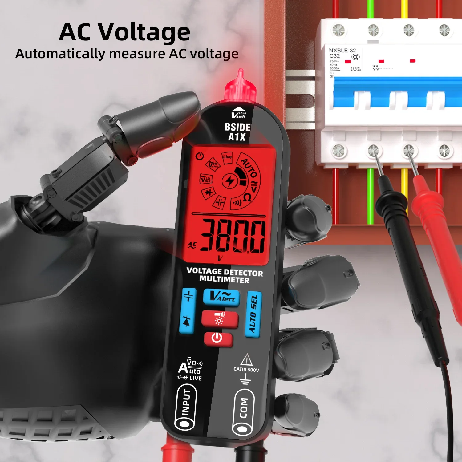 BSIDE A1X Smart Digital Multimeter Electronic Tester AC DC Contactless NCV Automatic Diode Capacitor Ohm Hz Breakpoint Meter - Image 2