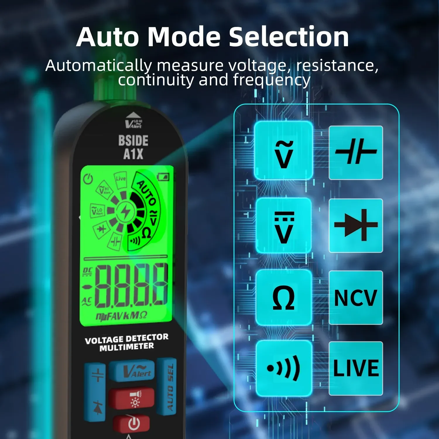 BSIDE A1X Smart Digital Multimeter Electronic Tester AC DC Contactless NCV Automatic Diode Capacitor Ohm Hz Breakpoint Meter - Image 4