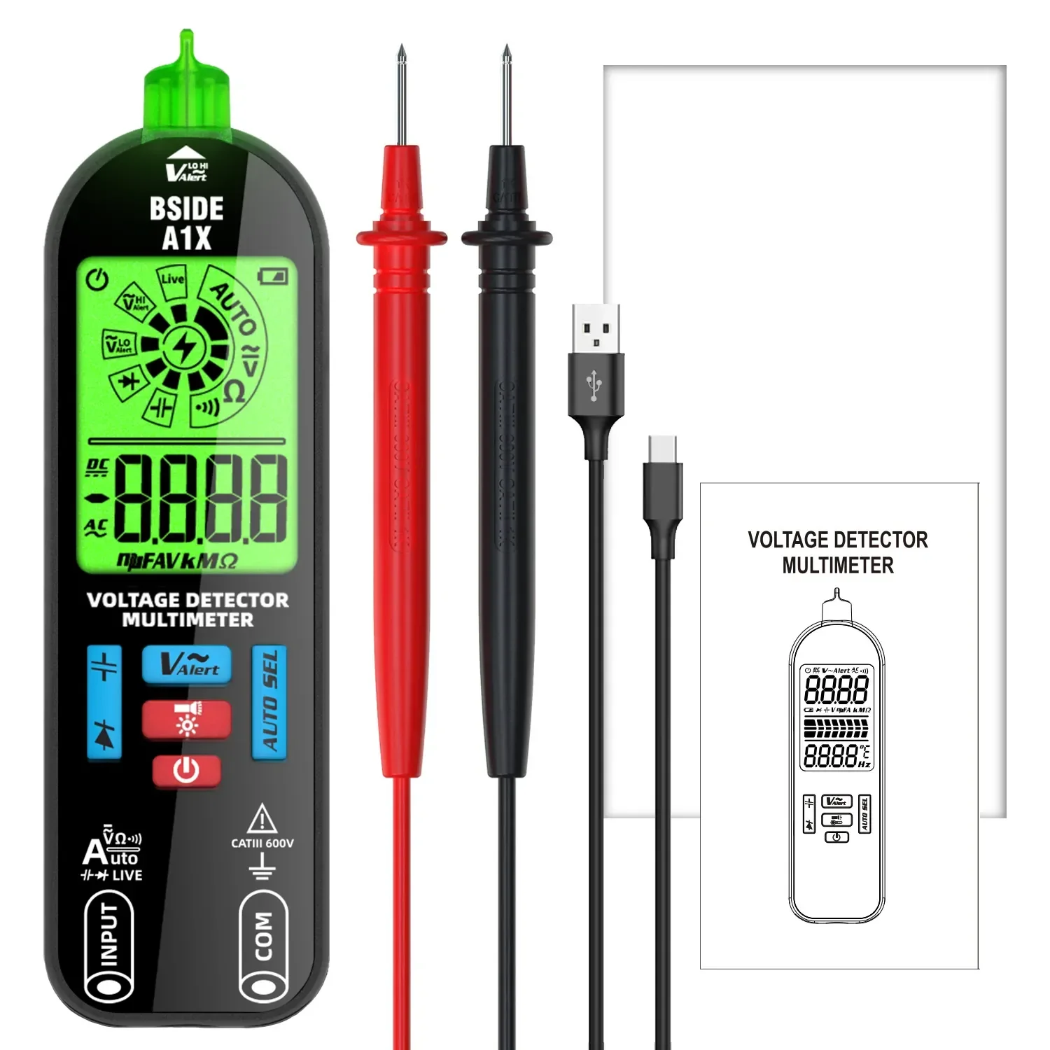 BSIDE A1X Smart Digital Multimeter Electronic Tester AC DC Contactless NCV Automatic Diode Capacitor Ohm Hz Breakpoint Meter - Image 7