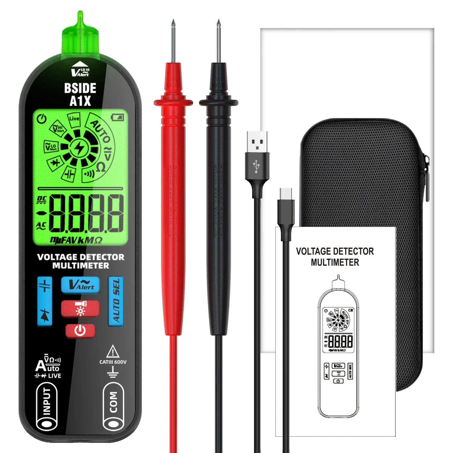 BSIDE A1X Smart Digital Multimeter Electronic Tester AC DC Contactless NCV Automatic Diode Capacitor Ohm Hz Breakpoint Meter - Image 8