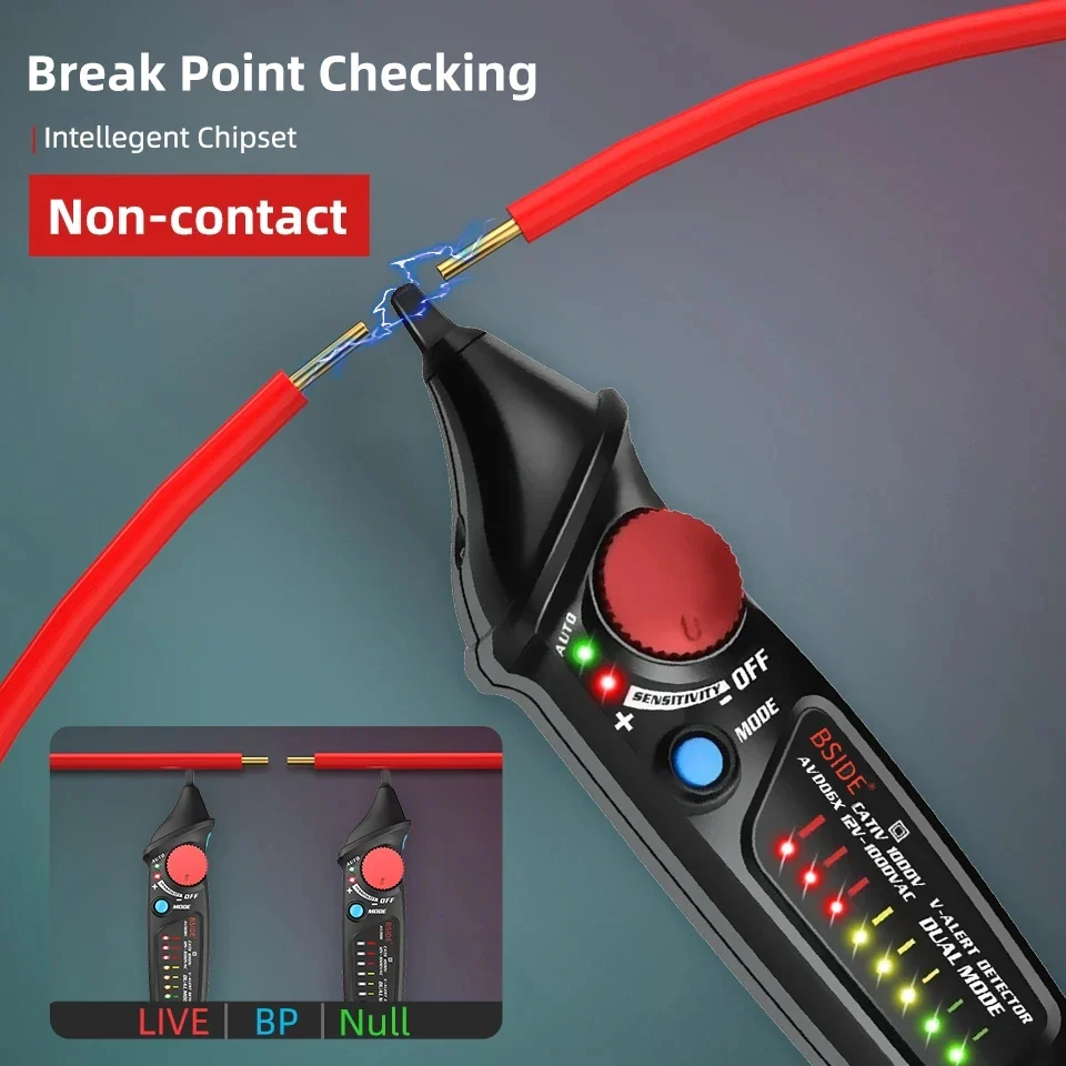 BSIDE AVD06 Non-Contact Voltage detector indicator Profession Smart Test Pencil Live/phase Wire Breakpoint NCV Continuity Meter - Image 3