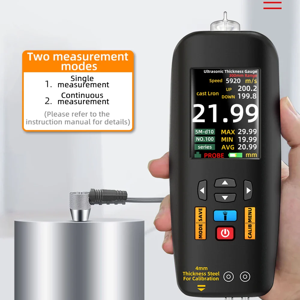 BSIDE Digital Ultrasonic Thickness Gauge High Precision Metallic ceramics composites Tester Meter 1-300mm 0.01mm Resolution - Image 5