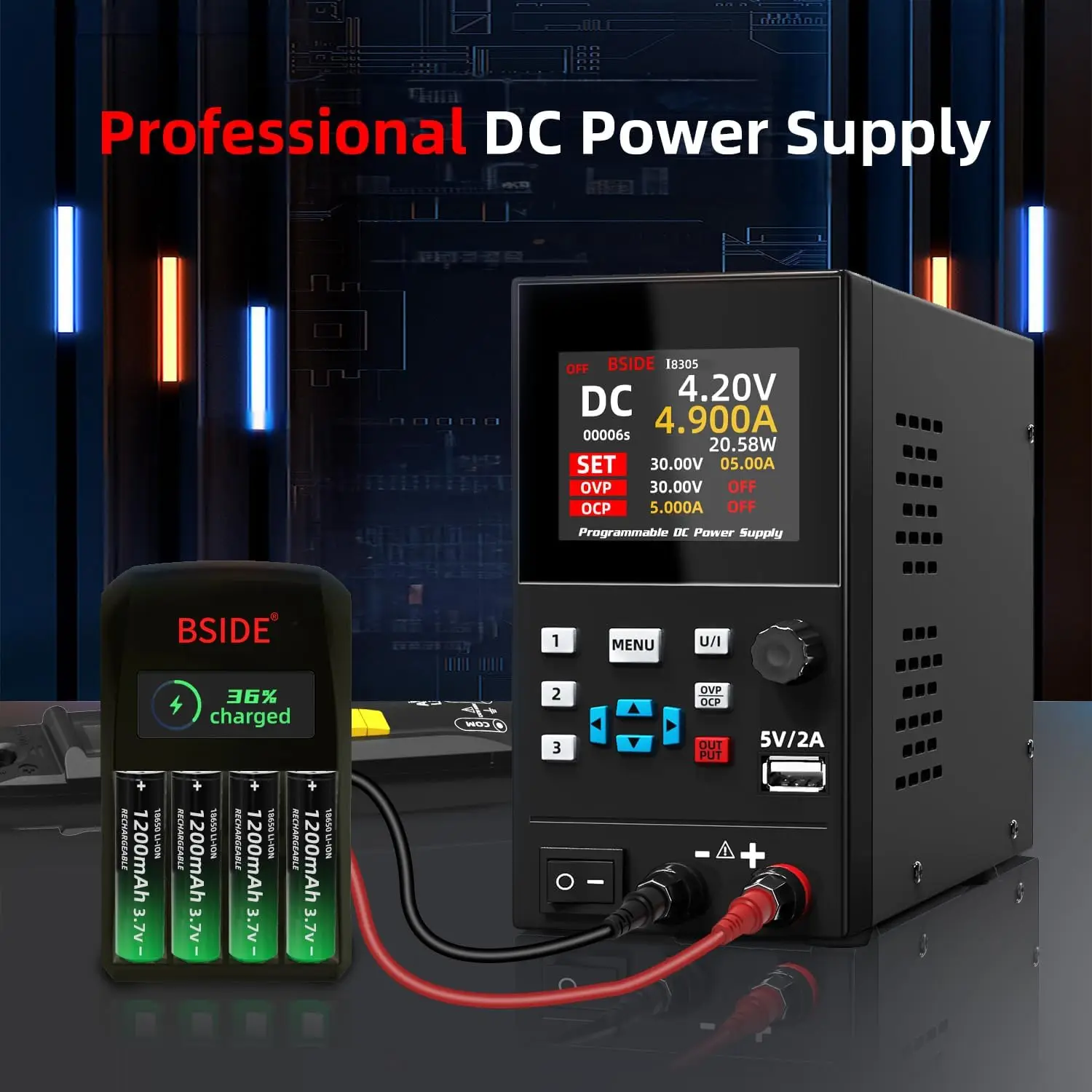 BSIDE I8 DC Laboratory Regulated Power Supply Programmable 30V 10A Adjustable Bench Switch Preset Current Stabilizer ON/OFF - Image 4