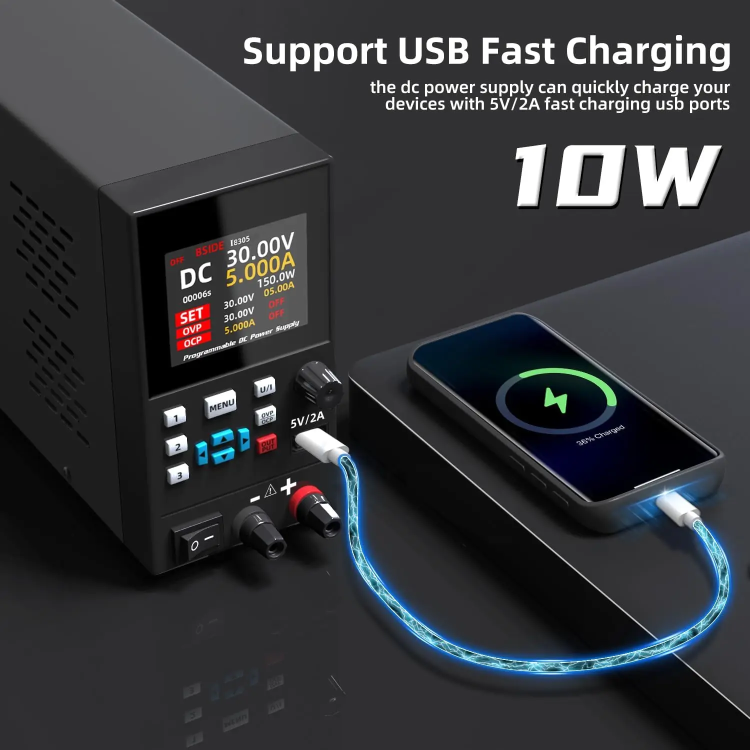 BSIDE I8 DC Laboratory Regulated Power Supply Programmable 30V 10A Adjustable Bench Switch Preset Current Stabilizer ON/OFF - Image 5