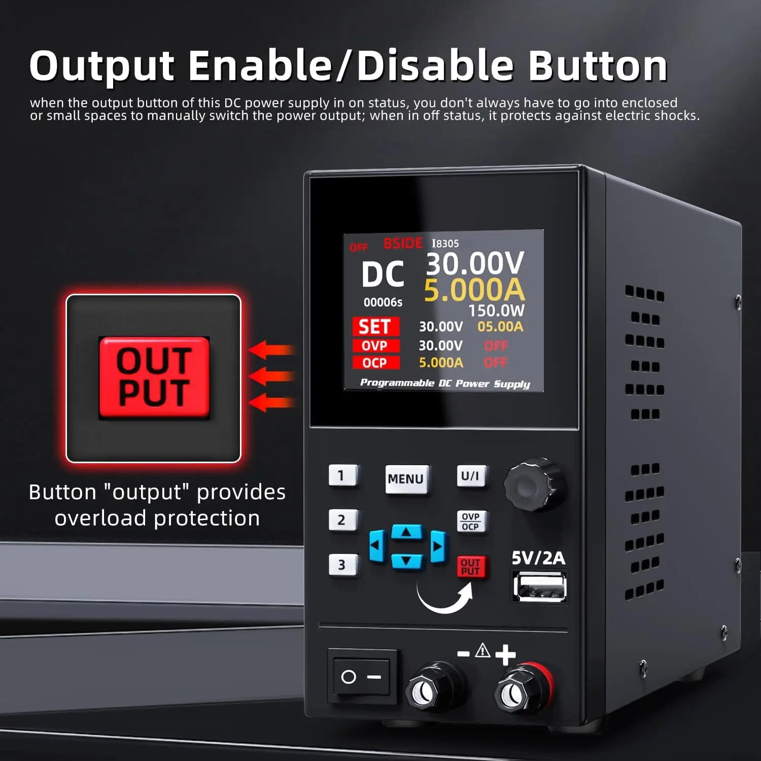 BSIDE I8 DC Laboratory Regulated Power Supply Programmable 30V 10A Adjustable Bench Switch Preset Current Stabilizer ON/OFF - Image 6