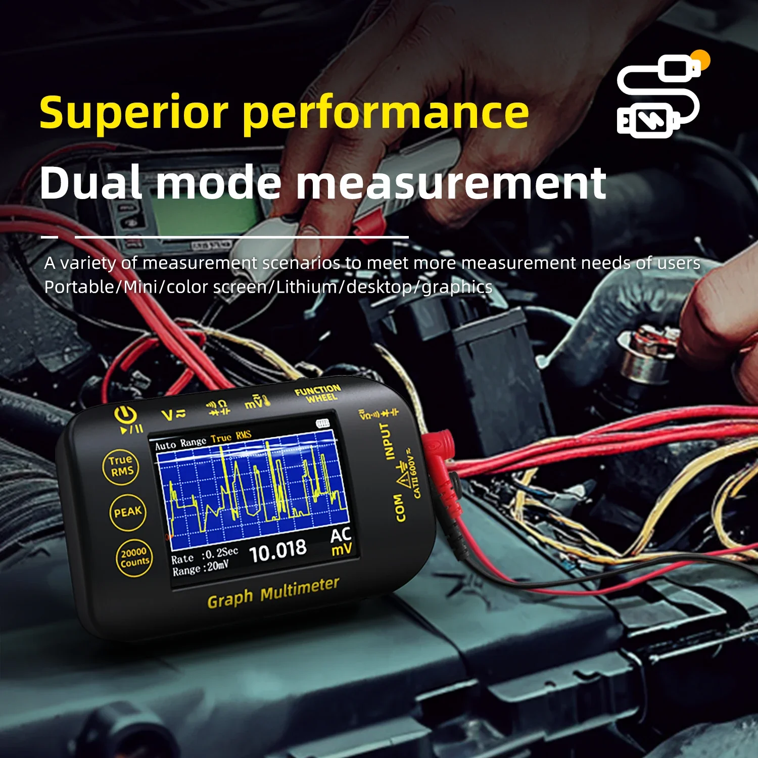 BSIDE S40/S450  Mini Digital Multimeter 20000counts High-precision Multitester 200Mohm Resistance Voltage Capacitance Hz Continuity Tester - Image 6
