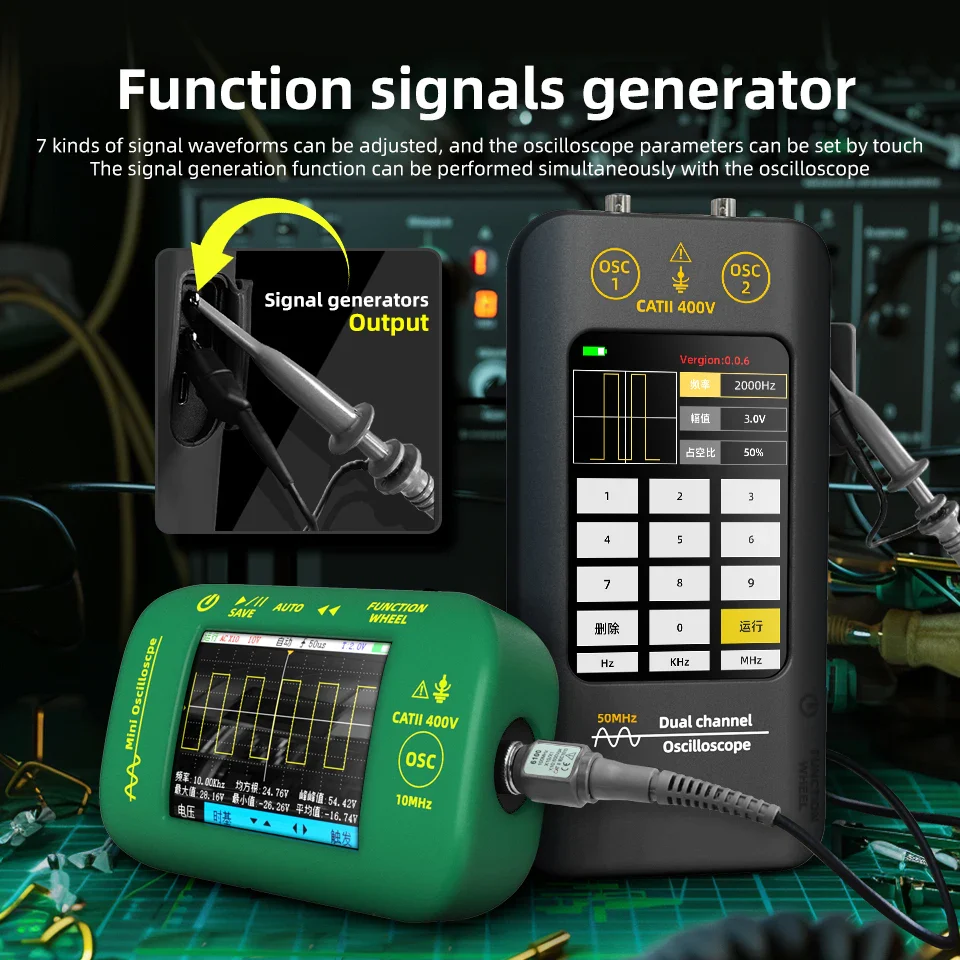 BSIDE New Touch Screen Digital Oscilloscope+Signal Generator Dual Channel 50MHz Automatic Osciloscópio Tools Graphic Tester - Image 5