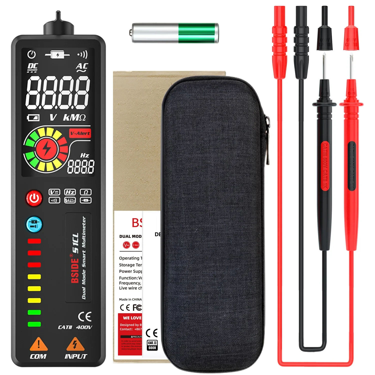 BSIDE S1 S1CL New Voltage Detector Tester Digital Multimeter Smart LCD Portable DC AC Voltage Ohm Continuity Hz NCV Test Meter - Image 7