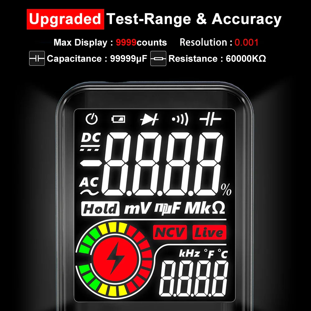 BSIDE S10 Smart Digital Multimeter Profesional 9999 Multitester DC AC Voltage Capacitor Ohm Diode USB Recharge Electric Tester - Image 4