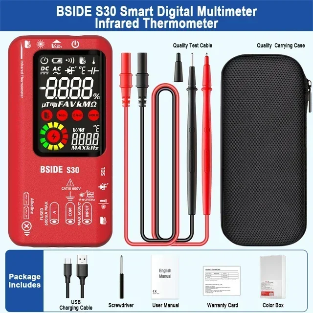 BSIDE S30 Smart Digital Multimeter 15V Diode Infrared Thermometer AC DC Voltage Current Recharge Professional Electronic Tester - Image 8