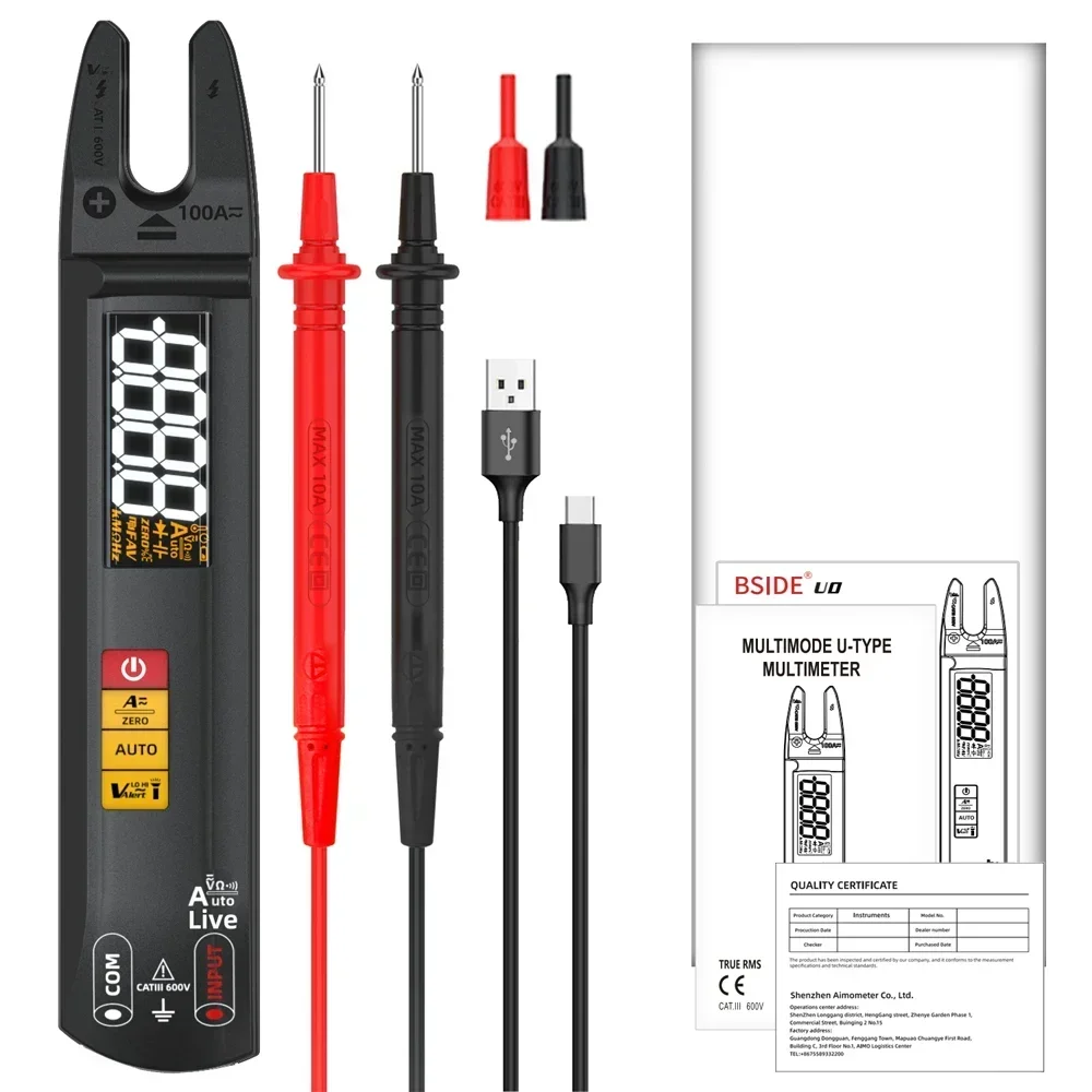 BSIDE U0 Digital Clamp Meter Fork DC AC 100A Smart Ammeter Pliers T-RMS Current Auto Multimeter Voltage Ohm Electrical Tester - Image 7
