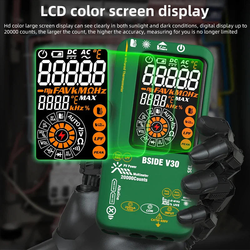 BSIDE V30 Digital Multimeter 20000counts Smart Infrared Temperature Tester T-RMS 1500V DC AC Voltage Rechargeable Multiteter DMM - Image 4
