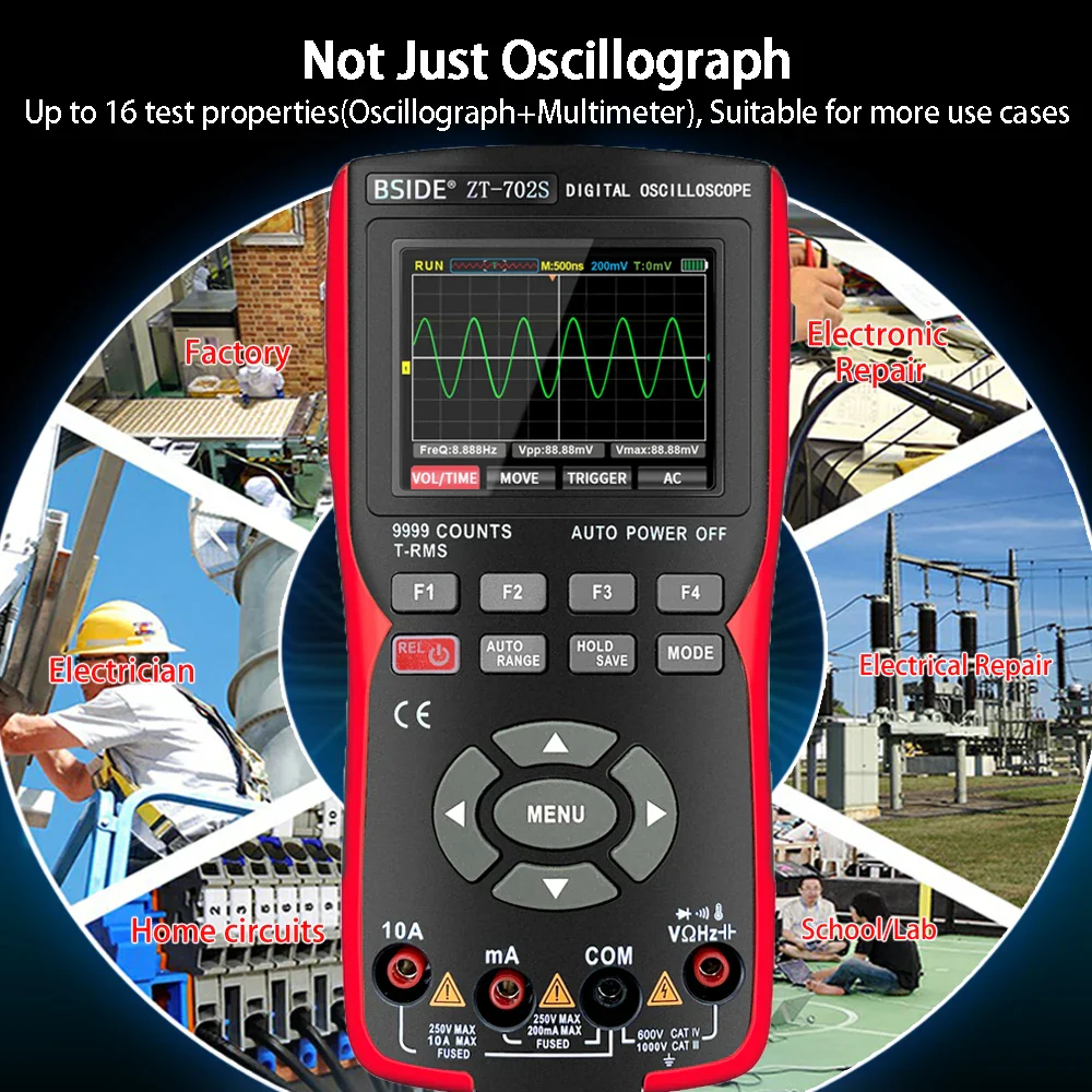 BSIDE ZT702S Handheld Oscilloscope Multimeter Professional Digital Multiteter Electrician Current Capacitance Resistance Tester - Image 3